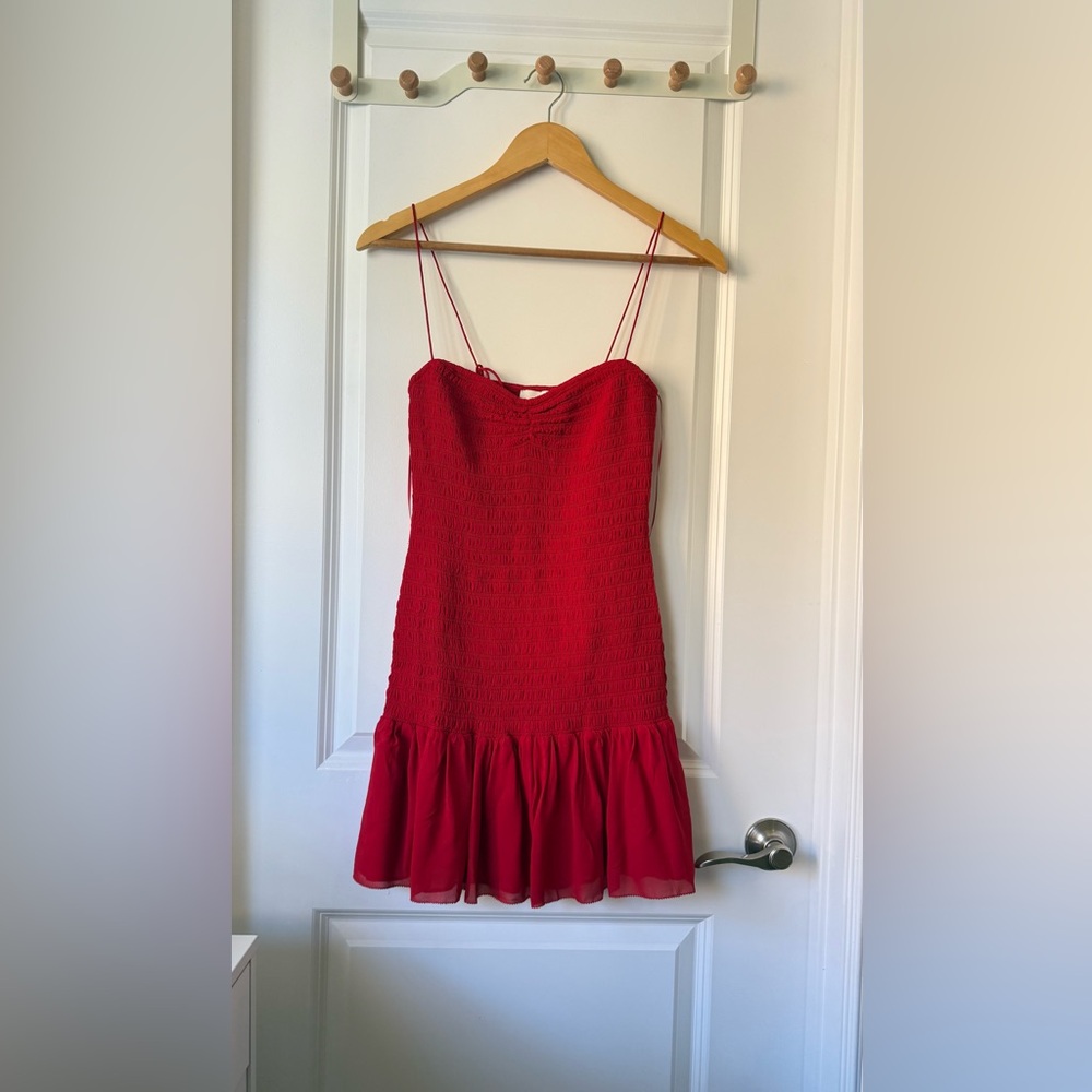 Reformation Janessa Red Ruched Mini Dress - Picture 11 of 15